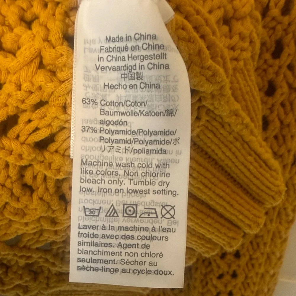 J Crew Openwork Knit Sweater Golden Mustard